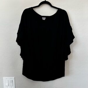 Chico’s Sz. XL-3 Versatile Basic Black Short Layered Sleeve Pullover Top